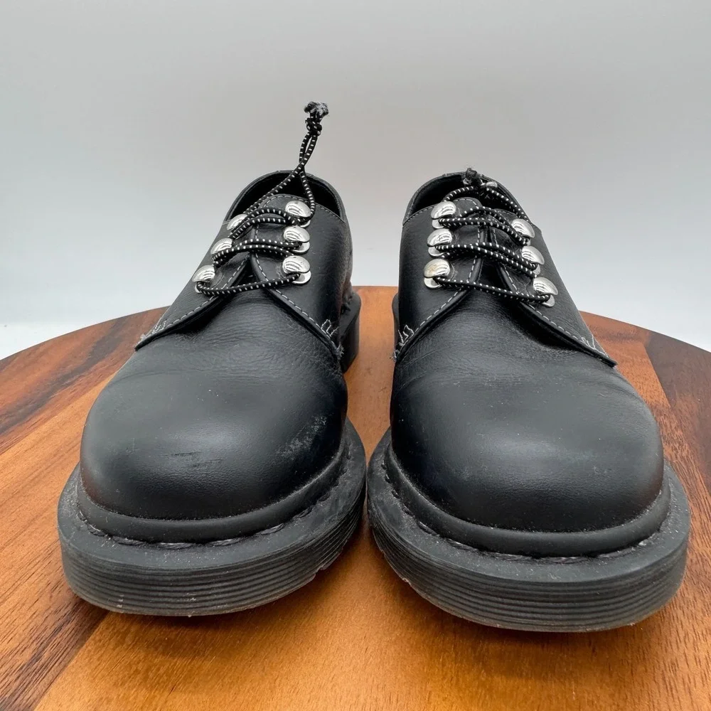 Dr. Martens Leather Platform Shoes Womens 8 Black Air Wair 1461 HDW